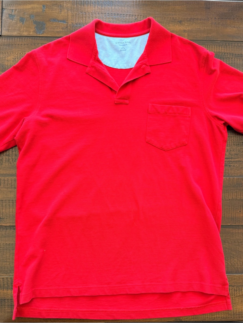 Lands' End Bright Red Men's Polo with Chest Pocket
